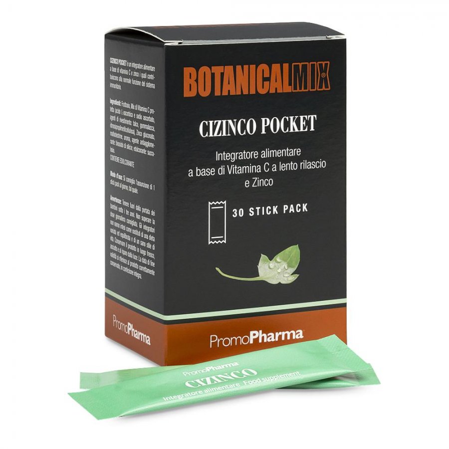 Botanical Mix - Cizinco Pocket 30 Stick da 1,2g, Integratore di Zinco e Vitamina C in Pratiche Bustine