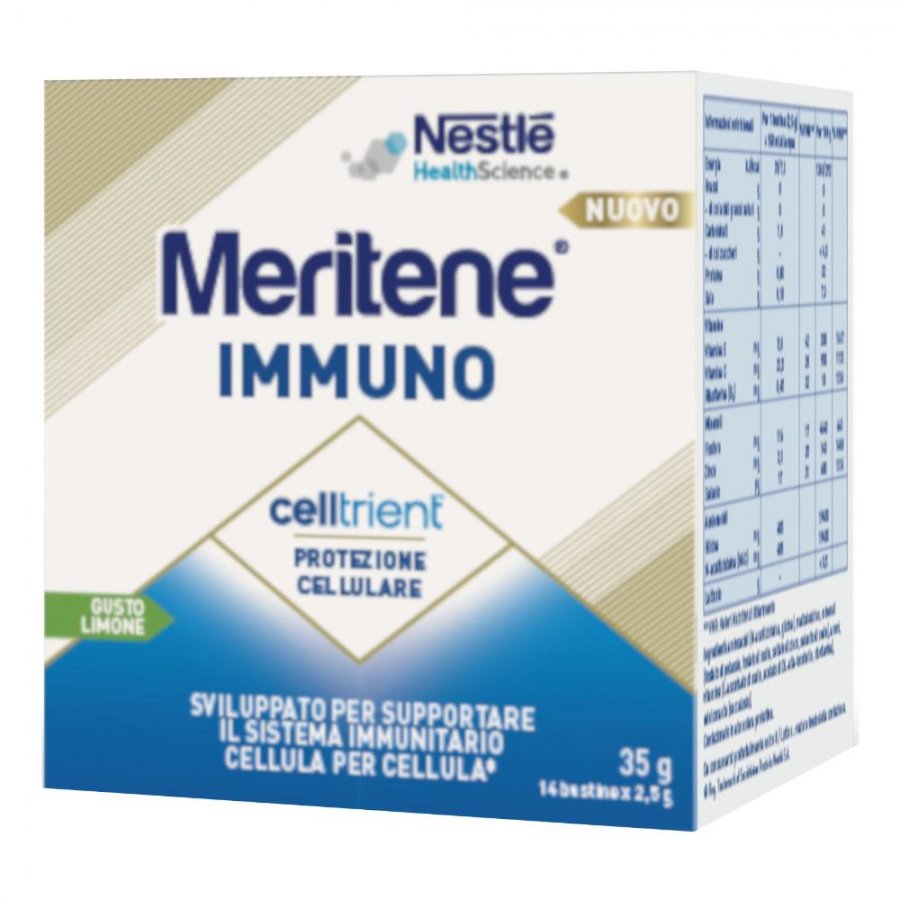 Nestlé Meritene Immuno 14 Bustine Gusto Limone - Integratore per il Sistema Immunitario