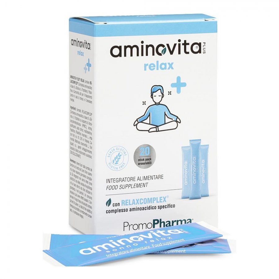 Aminovita Plus - Relax 20 Stick da 2g - Integratore per il Benessere Mentale e la Riduzione dello Stress