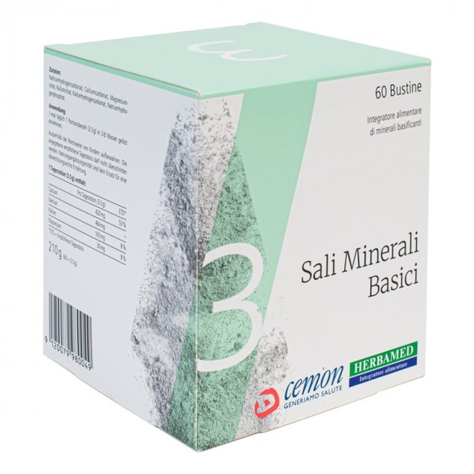 Sali Minerali Basici - 60 Bustine - Integratore Alimentare per Equilibrio Acido-Basico, Senza Lattosio, Lievito e Glutine