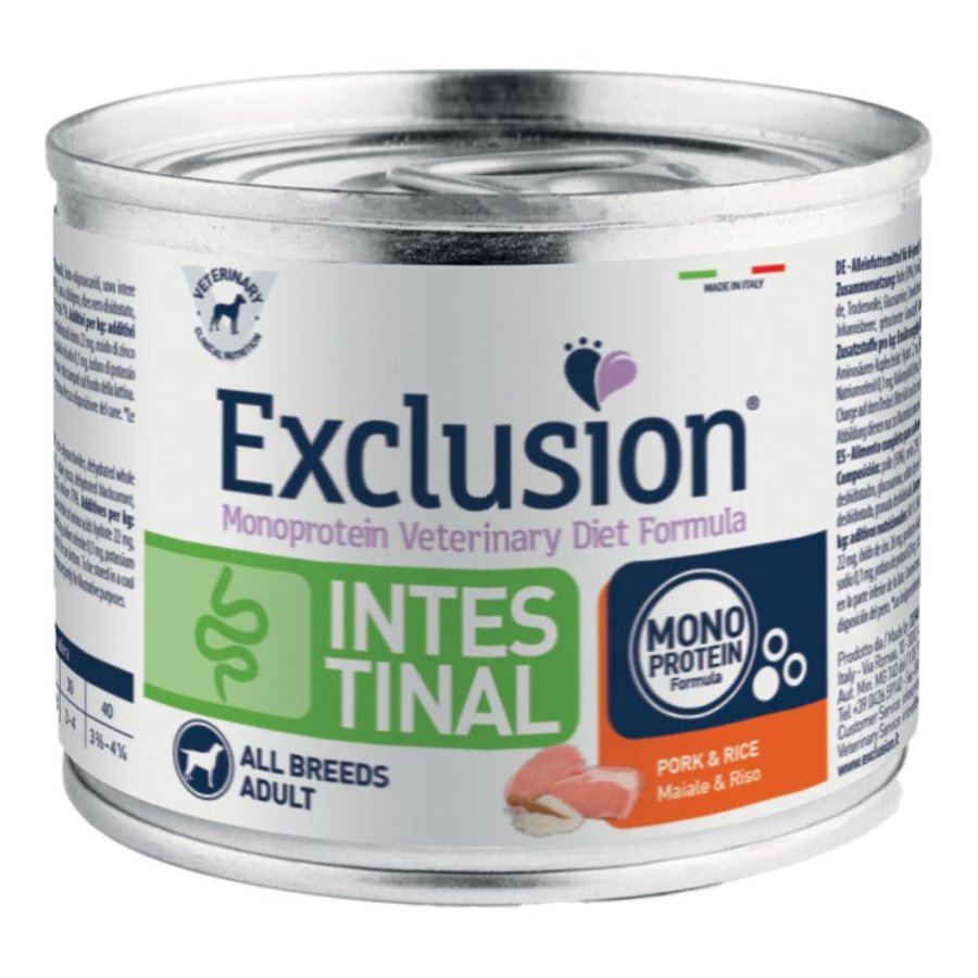 EXCLUSION CANE DIET INTESTINAL ALL BREEDS ADULT MAIALE RISO 200GR (lattina)