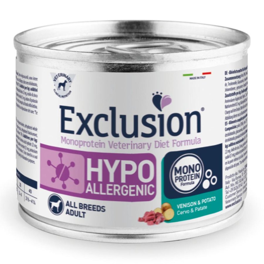 EXCLUSION CANE DIET HYPOALLERGENIC ALL BREEDS ADULT CERVO PATATE 200GR (lattina)
