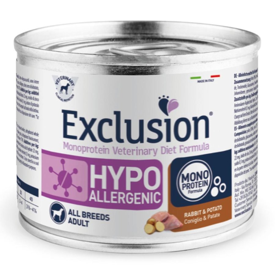 EXCLUSION CANE DIET HYPOALLERGENIC ALL BREEDS ADULT CONIGLIO PATATE 200GR (lattina)