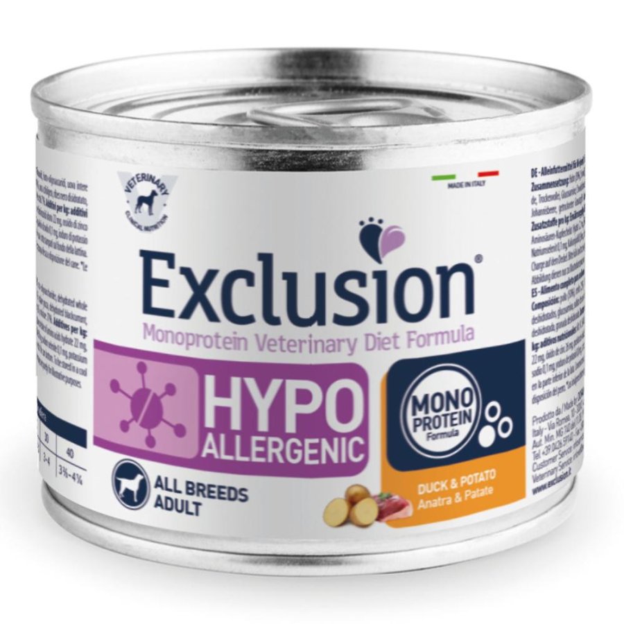 EXCLUSION CANE DIET HYPOALLERGENIC ALL BREEDS ADULT ANATRA PATATE 200GR (lattina)