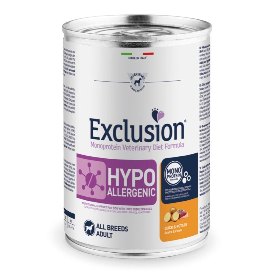 EXCLUSION CANE DIET HYPOALLERGENIC ALL BREEDS ADULT ANATRA PATATE 400GR (lattina)