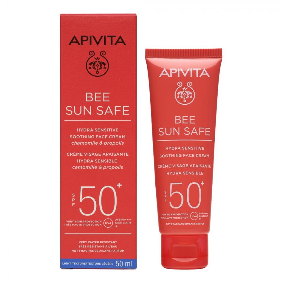 Apivita Bee Sun Safe Crema Viso Lenitiva Hydra Sensitive Pelli Sensibili SPF50+ 50 ml