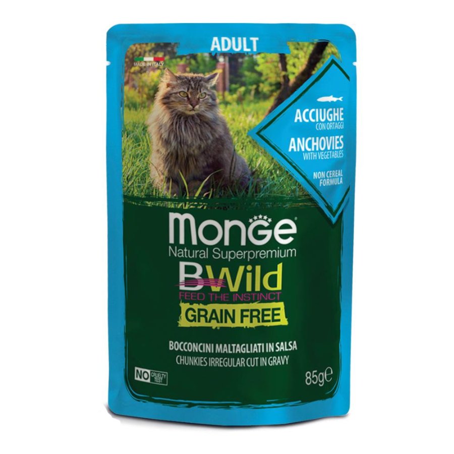 MONGE GATTO BWILD GRAIN FREE ADULT ACCIUGHE 85GR (bustina)