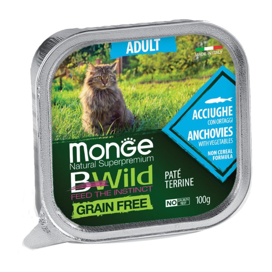 MONGE GATTO BWILD GRAIN FREE ADULT ACCIUGHE 100GR (vaschetta)