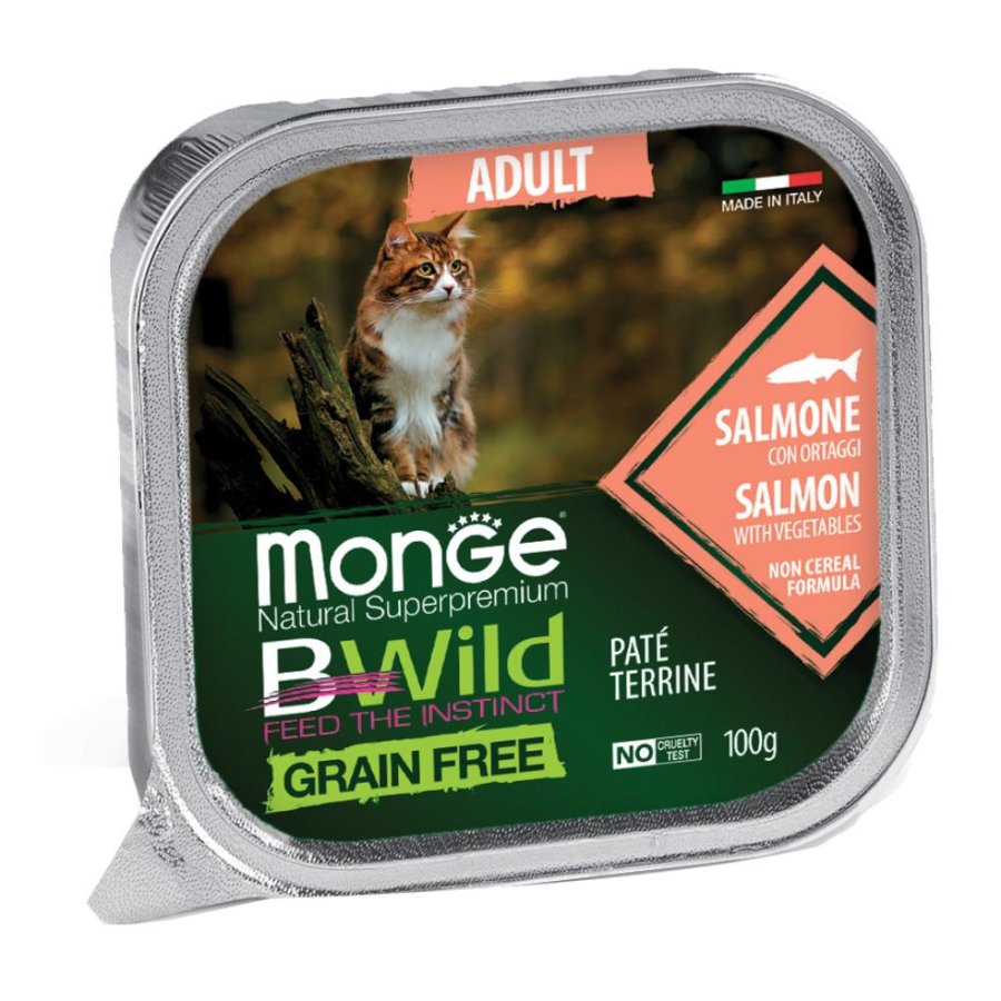 MONGE GATTO BWILD GRAIN FREE ADULT SALMONE 100GR (vaschetta)