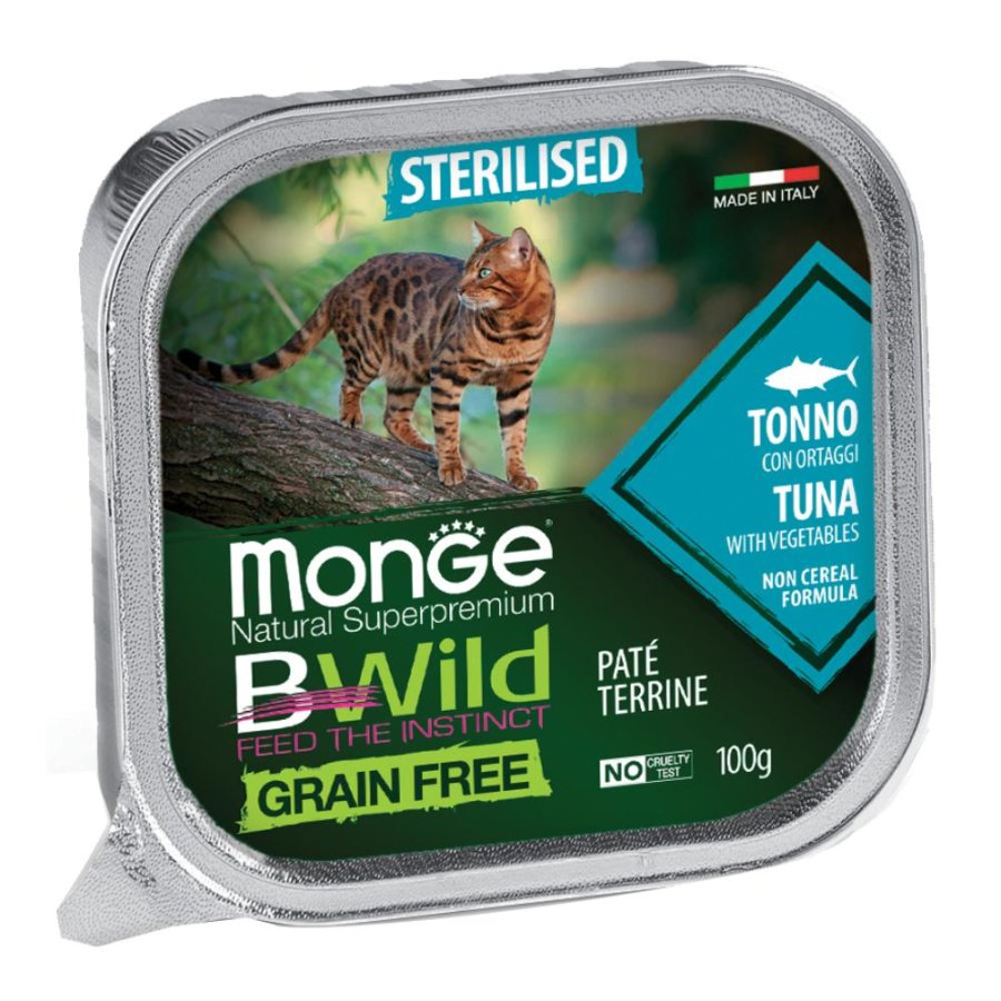 MONGE GATTO BWILD GRAIN FREE STERILISED TONNO 100GR (vaschetta)