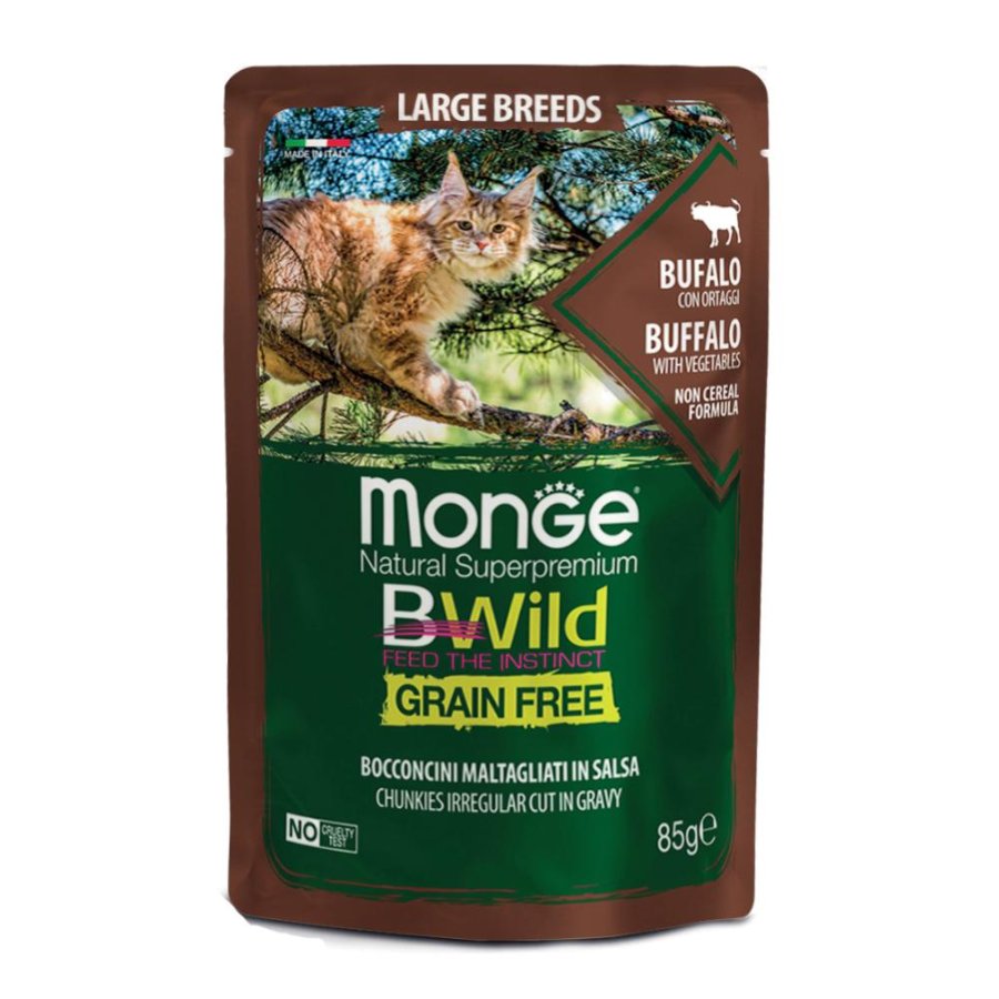 MONGE GATTO BWILD GRAIN FREE LARGE BREEDS BUFALO 85GR (bustina)
