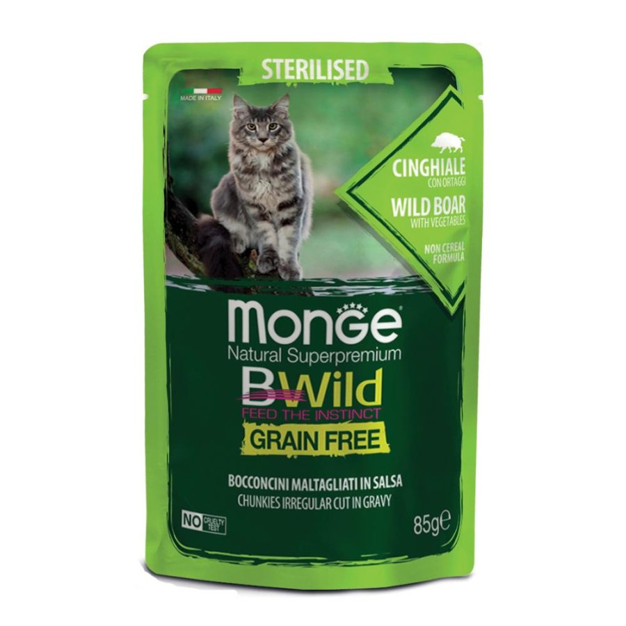MONGE GATTO BWILD STERILISED CINGHIALE 85GR (bustina)
