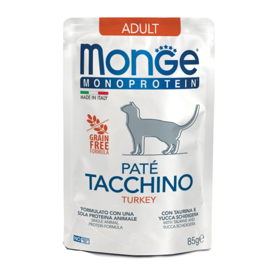 MONGE GATTO MONOPROTEICO ADULT PATE' TACCHINO 85GR (bustina)