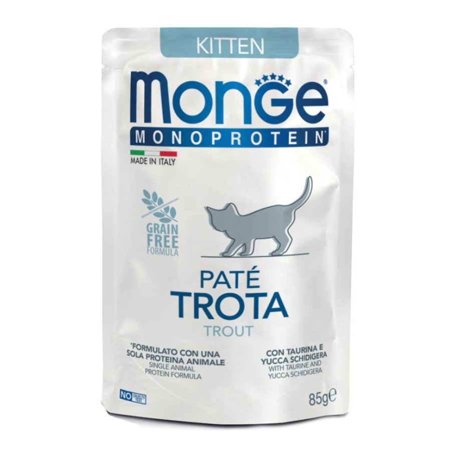 MONGE GATTO MONOPROTEICO KITTEN PATE' TROTA 85GR (bustina)