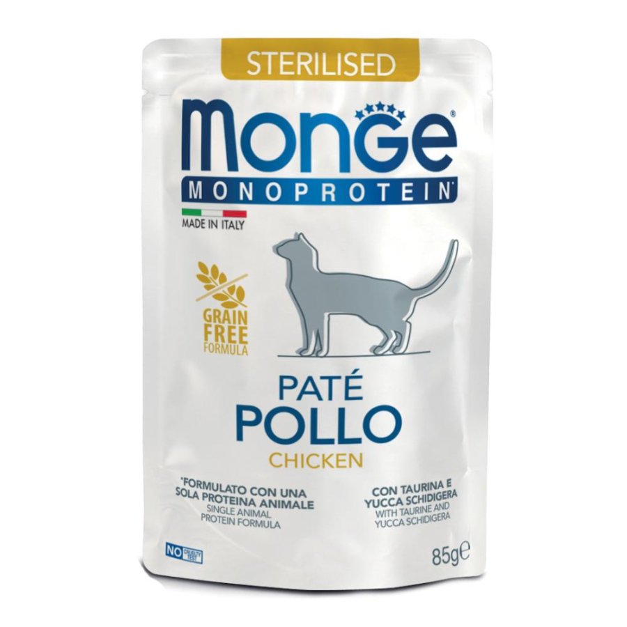 MONGE GATTO MONOPROTEICO STERILISED PATE' POLLO 85GR (bustina)