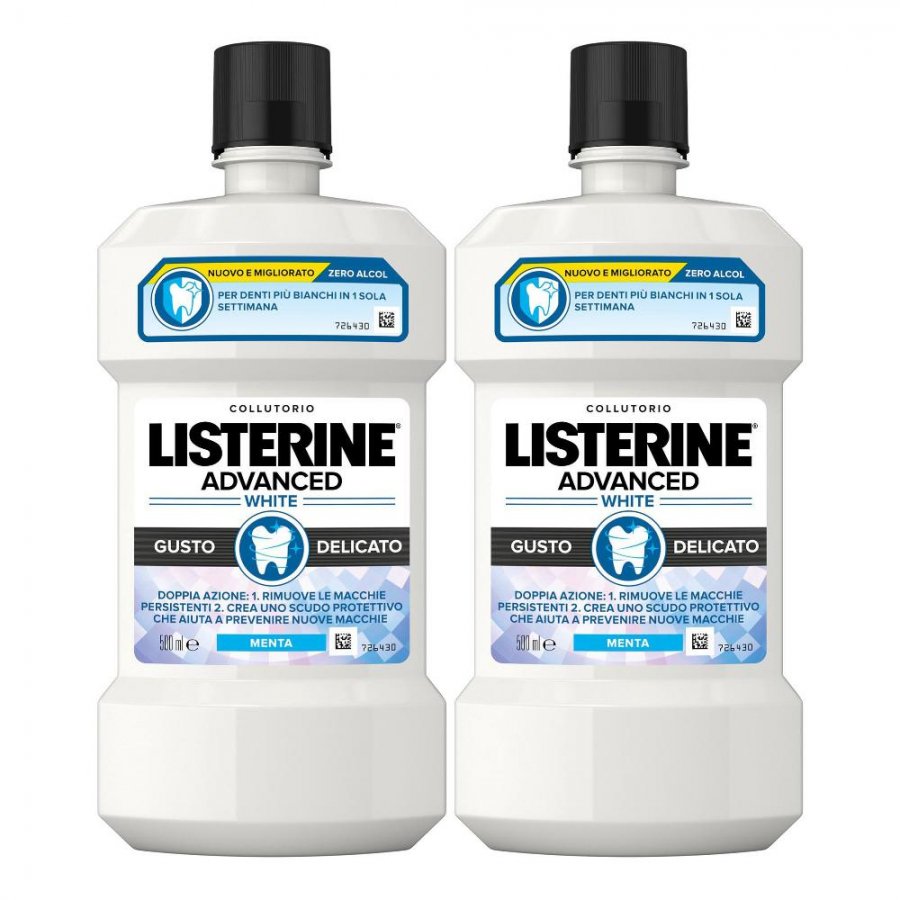 Listerine Advanced White Bundle 2 x 500 ml Gusto Delicato - Sbiancante Dentale