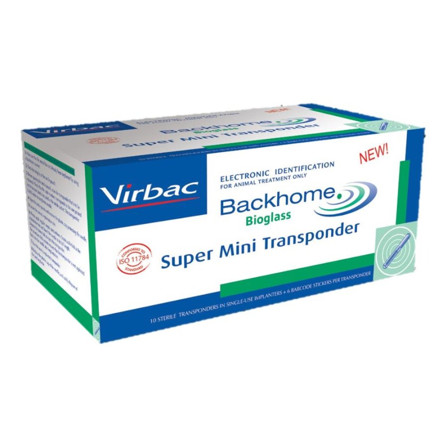 BACKHOME BIOGLASS SUPER MINI TRANSPONDER MICROCHIP 10PZ - VIRBAC