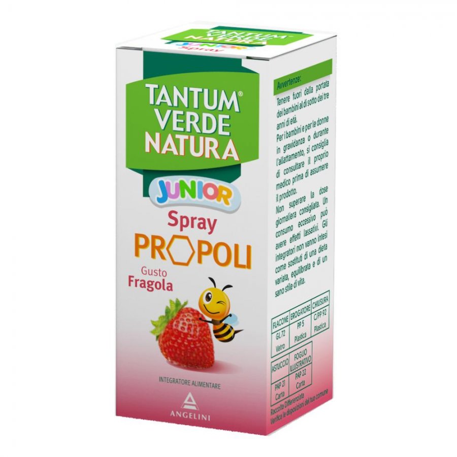 Angelini Tantum Verde Natura Junior Spray Propoli 25ml Gusto Fragola - Cura della Gola per Bambini