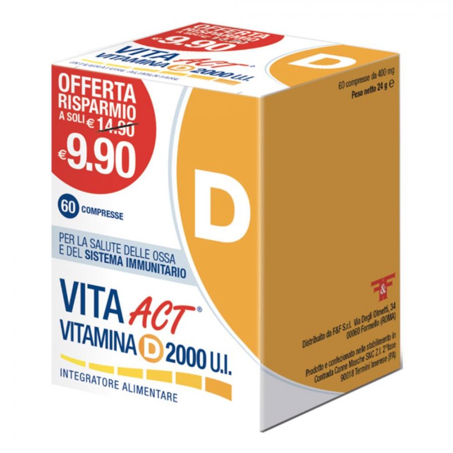 Vita Act Vitamina D 2000U.I. - Integratore di Vitamina D ad Alta Potenza, 60 Compresse