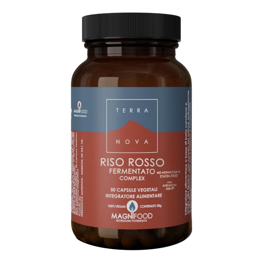 Terranova Riso Rosso Fermentato Senza Statine Complex - Integratore per la Gestione Lipidica - 50 capsule vegetali