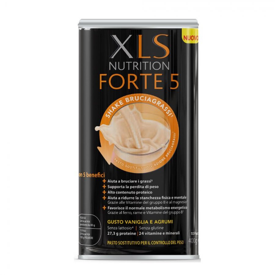 XLS Nutrition Forte 5 Shake Brucia Grassi 400g Gusto Vaniglia e Agrumi 
