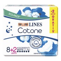 Fater, Lines Cotone Bio Ultra Notte con Ali, 8+2 Pezzi