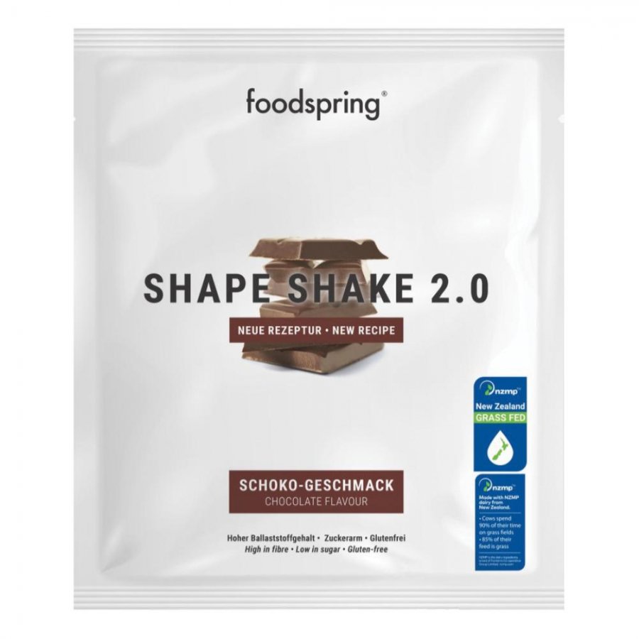 Foodspring Shape Shake 2.0 Cioccolato Monodose 60g - Alimento Proteico Sostitutivo Pasto