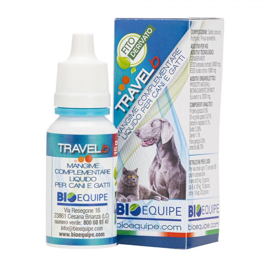 Travel B Mangime Complementare Liquido per Cani e Gatti 15ml - Integratore Vitaminico per Animali Domestici