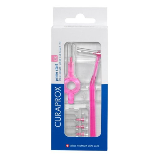 Curaprox CPS 08 Prime Start Scovolino Interdentale, 5 Scovolini + 2 Maniglie, Pulizia Interdentale, Prevenzione Alito Cattivo, Gengive Sane