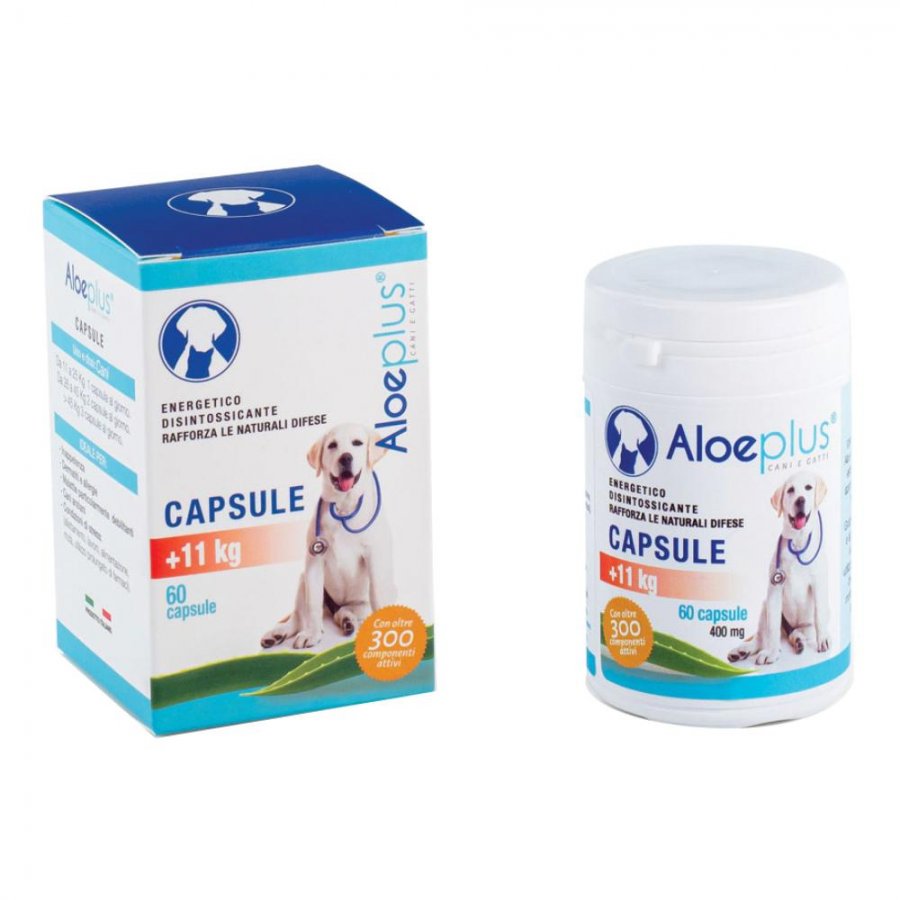 Aloeplus Capsule Energetico Disintossicante 60 Capsule - Per Cani +11kg, Integratore Naturale per Animali