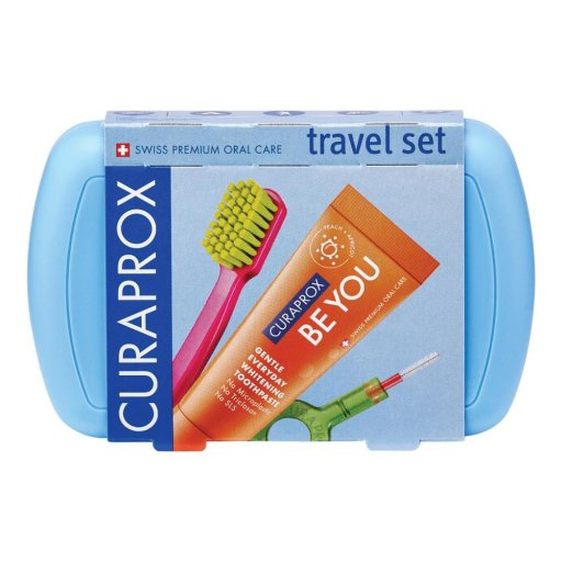Curaprox Be You Travel Set Blu, Set da Viaggio, Igiene Orale Completa