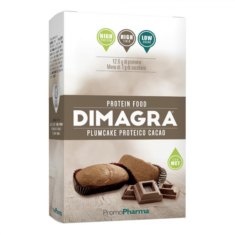 Dimagra Plumcake Proteici 4 Pezzi da 45g Gusto Cacao - Snack Proteico Saporito e Nutriente