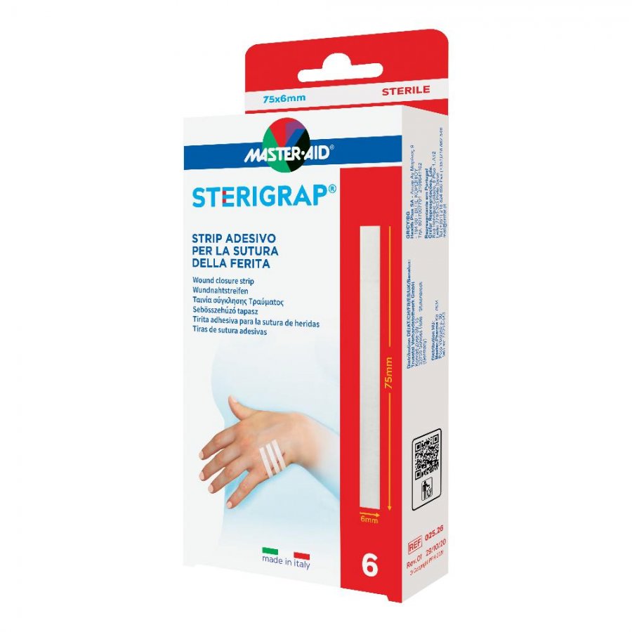 Master-Aid Sterigrap - Strip Cerotto Per Sutura 7,5cm x 0,6cm, 6 Strip