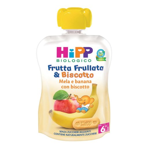 HiPP, Frutta Frullata & Biscotto Mela e Banana con Biscotto, 90 g