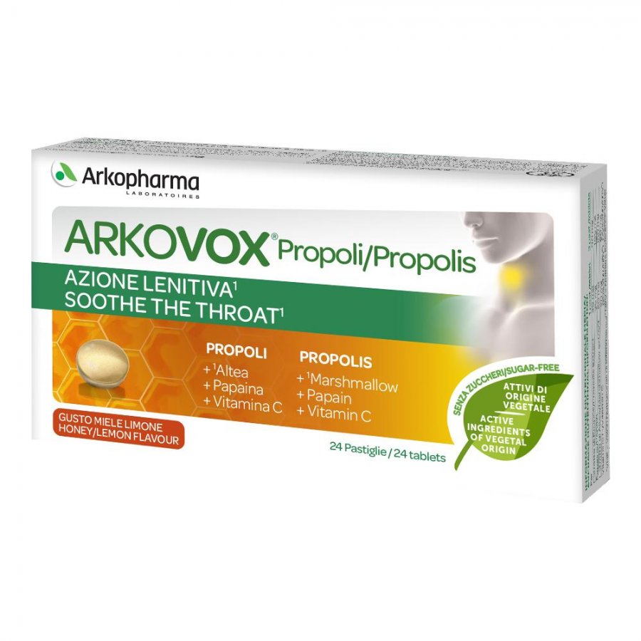 Arkopharma Arkovox Propoli Miele/Limone 24 Compresse - Pastiglie Gola Propoli Miele/Limone