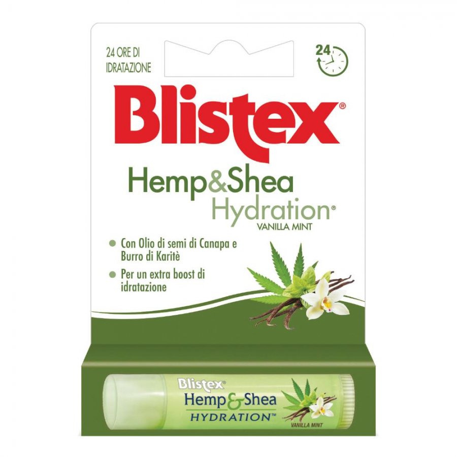 Blistex Hemp And Shea Hydration 4,25g - Balsamo Labbra Idratante Menta e Vaniglia