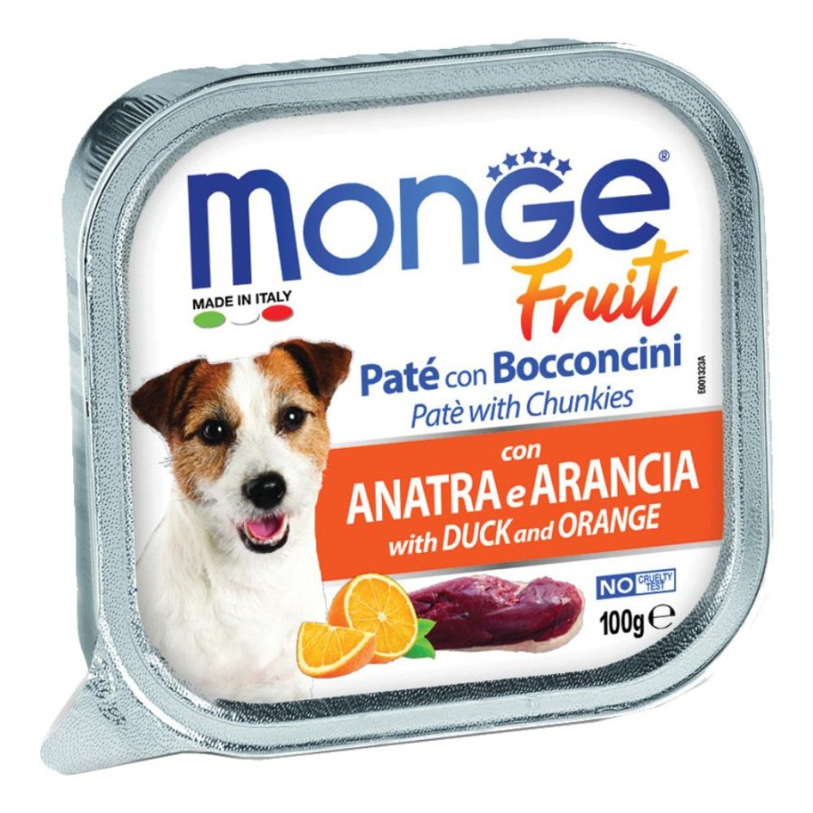 MONGE CANE FRUIT PATE' BOCCONCINI ANATRA ARANCIA 100GR (vaschetta)
