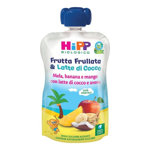 Hipp Bio Frutta Frullata & Latte di Cocco Mela Banana con Latte di Cocco e Avena, 90 g