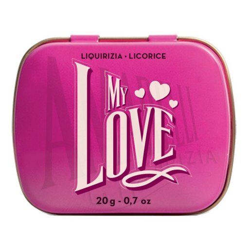 Amarelli My Love – Liquirizia Pura in Scatola 20g, Senza Zucchero, Artigianale Calabrese