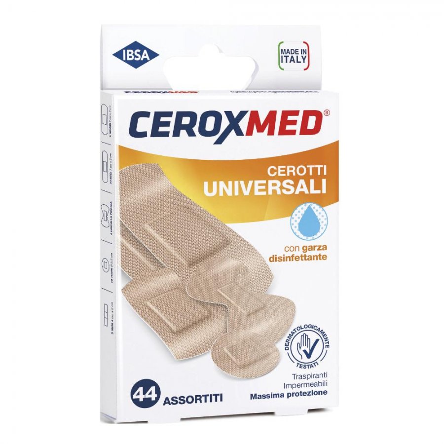 Ceroxmed Cerotti Universali Assortiti 44 Pezzi - Medicazione Antisettica per la Prevenzione e il Controllo delle Infezioni