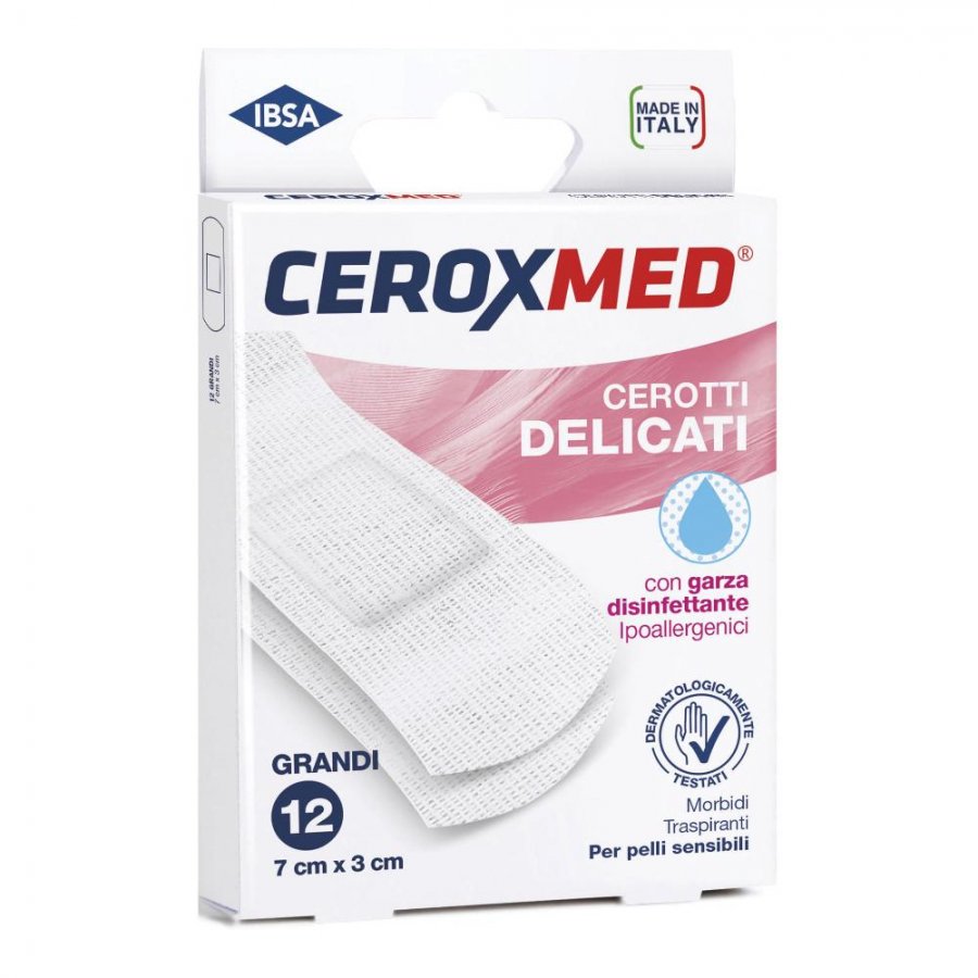 Ceroxmed Cerotti Delicati Grandi, 12 Pezzi - Protezione per Pelli Sensibili