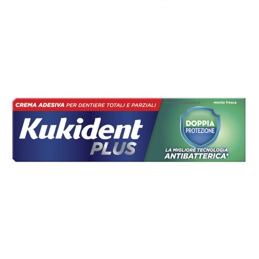 Kukident - Plus Doppia Protezione Crema Adesiva 40g, Colla per Protesi Dentali