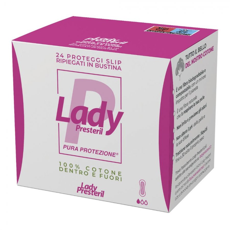 Lady Presteril Proteggi Slip Stesi Biodegradabili 24 Pezzi - Protezione Intima Ecologica