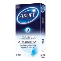 Akuel Natural+ Extra Lubrificati 8 Pezzi - Preservativi Lubrificati in Lattice Naturale