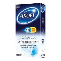 Akuel Natural+ Extra Lubrificati 14 Pezzi - Preservativi Lubrificati in Lattice Naturale