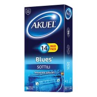 Akuel Blues Sottili 14 Pezzi - Preservativi Sottili di Alta Qualità per un Piacevole Intimità