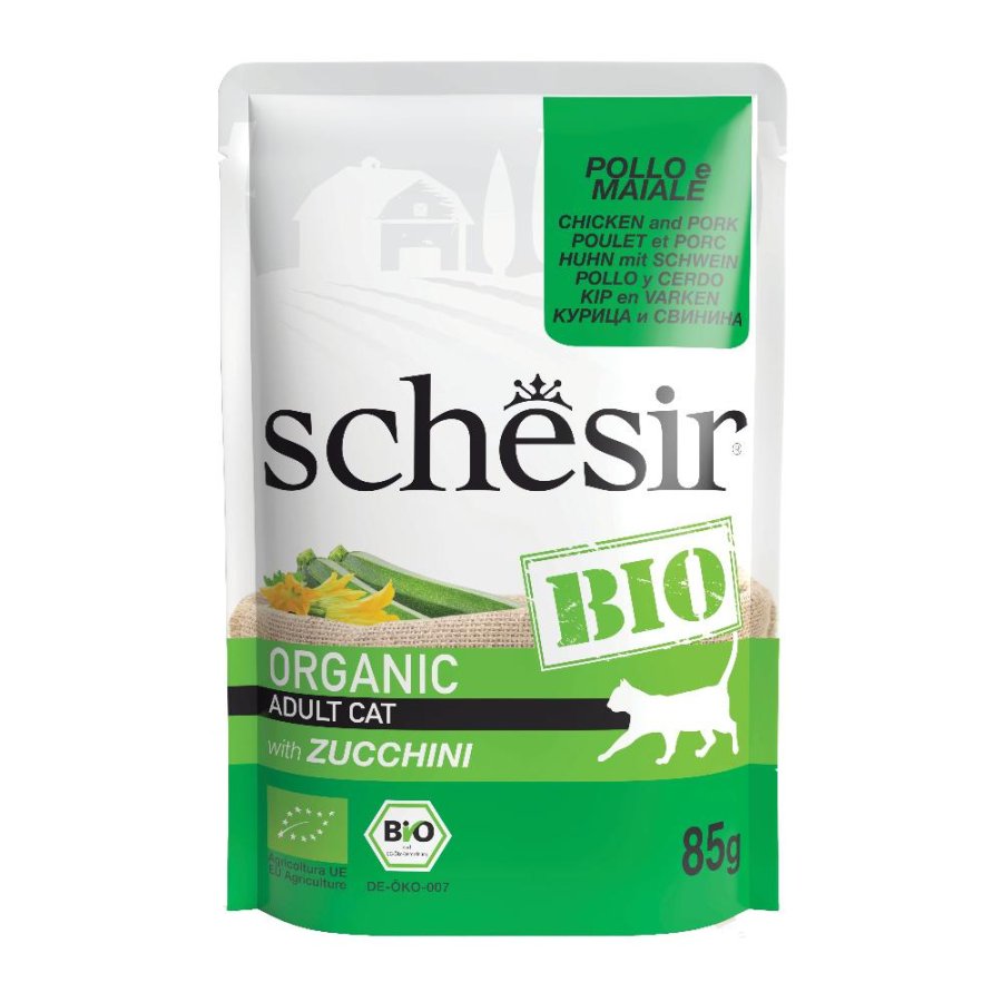 SCHESIR BIO GATTO ADULT POLLO MAIALE ZUCCHINI 85GR (bustina)