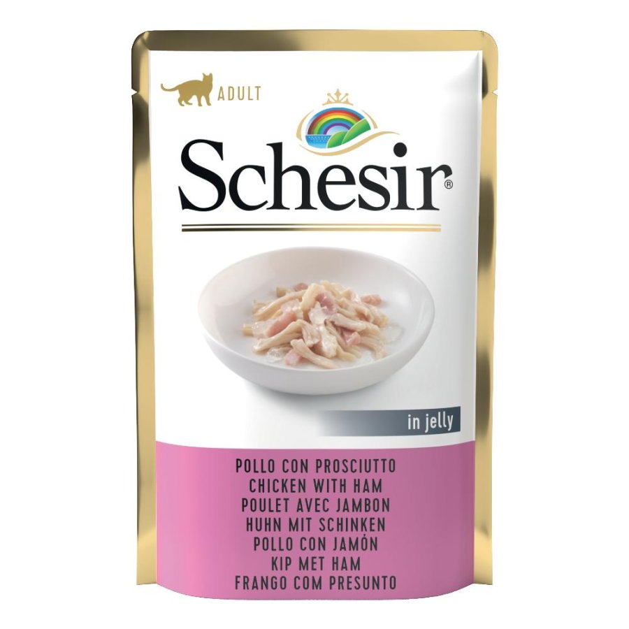 SCHESIR GATTO JELLY ADULT POLLO PROSCIUTTO 85GR (bustina)
