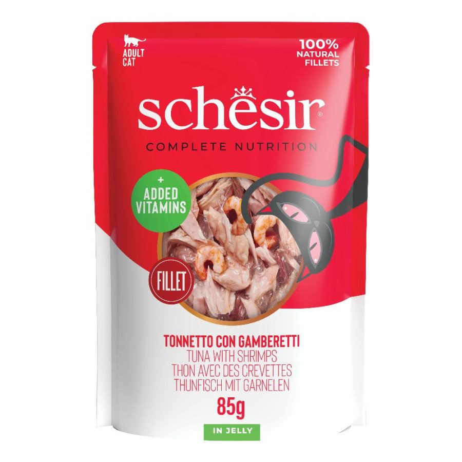 SCHESIR GATTO FILETTI JELLY TONNO GAMBERETTI 85GR (bustina)