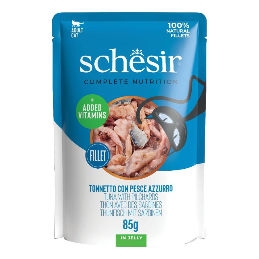 SCHESIR GATTO FILETTI JELLY TONNO PESCE AZZURRO 85GR (bustina)